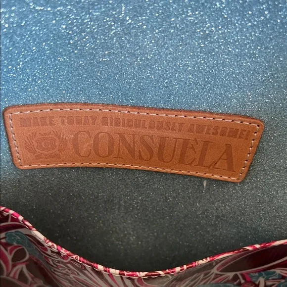 Consuela Teal and Cream Floral Tote - Picture 2 of 9